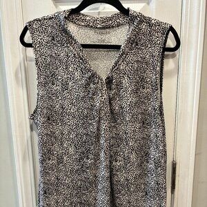 Talbots Shell Blouse - Black / White - XL - NWOT